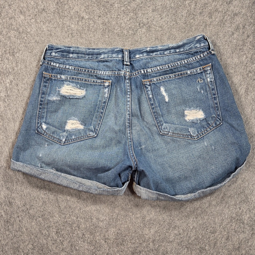 Rag & Bone Shorts Womens 29 Blue Distressed Denim Cutoff Cuffed Relaxed Casual - Picture 2 of 13